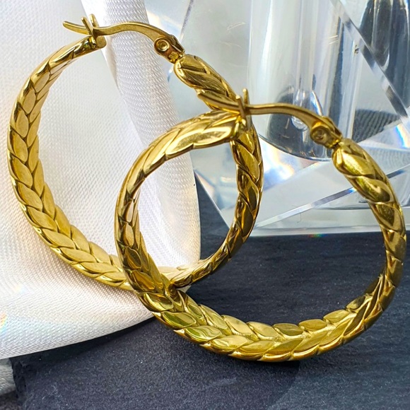 Chain earrings hoop earrings gold earrings - Picture 3 of 8